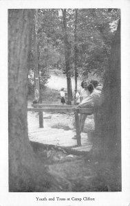 Camp Clifton Ohio 1950s Postcard Youth And Trees Walking Path