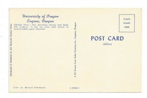 Postcard Oregon OR University of Oregon Eugene Straub Hall Standard View Card 