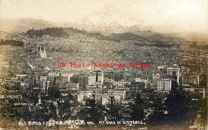 OR, Portland, Oregon, RPPC, Bird's Eye View Of City, Mount Hood, Photo No 1