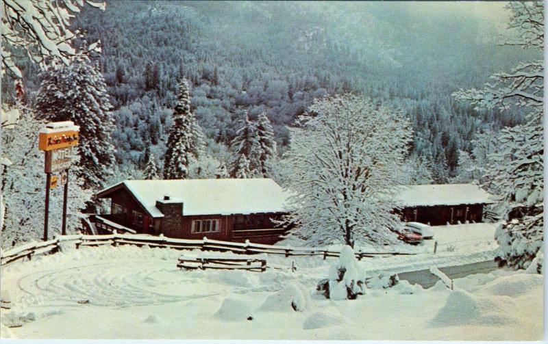 FISH CAMP, CA  Winter View of SWISS MELODY INN  c1960s   Roadside   Postcard