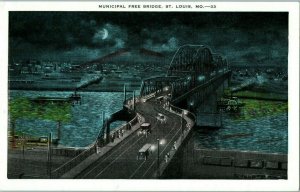 Bridges Postcard Municipal Free Bridge St Louis Missouri