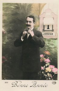 French gentleman New Year greetings postcard 1910
