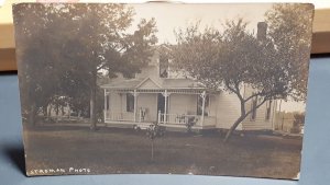 RPPC House with front porch and trees Stroman Photo AZO 1904-1918