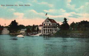 Vintage Postcard 1911 New Meadows Inn Overlooking The Ocean Bath Maine ME