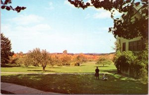 Postcard MA Natick - Walnut Hill School - view across Lake Louise hockey field