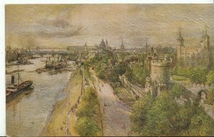 London Postcard - Oilograph - London Series - Tower and The River  ZZ1901