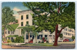 ST PETERSBURG,  FL Florida ~ HOTEL DEERMONT c1930s Cars Deco Era Linen Postcard