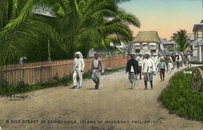 philippines, ZAMBOANGA, Mindanao Island, Street Scene with people (1910s)