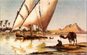 Egypt Nile Sailing Boats Vintage Postcard C047