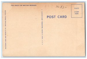 View Of Ocean Front Park Pavilion Flags Daytona Beach Florida FL Postcard