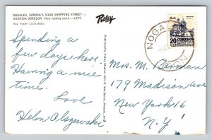 Nogales  Sonora  Mexico  Avenida Obregon    Postcard