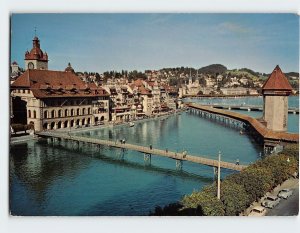 Postcard House of Representatives & Chapel Bridge Lucerne Switzerland