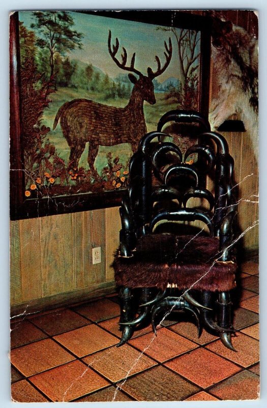 San Antonio Texas TX Postcard Buckhorn Hall Of Horns Mural Scene 1973 Vintage