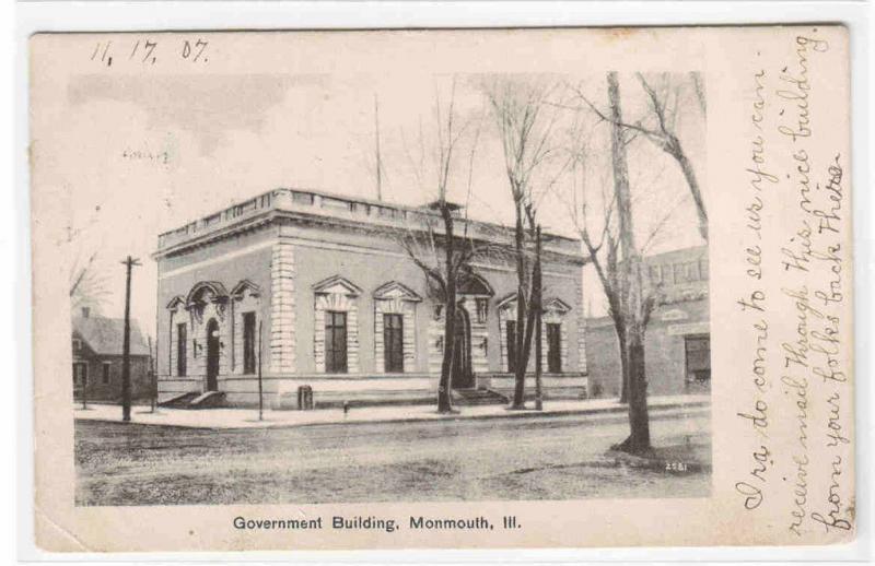 Government Building Monmouth Illinois 1907 postcard