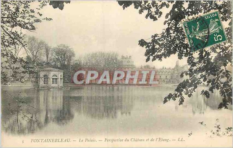 Old Postcard Fontainebleau Palace Perspective Chateau and the Pond