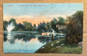 VINTAGE USED POSTCARD - LAKE AT RIVERSIDE, MARSHALLTOWN, IOWA