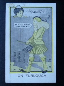 Scotland SCOTTISH SOLDIER asked - HOW LONG'S YOUR FURLOUGH c1918 Comic Postcard