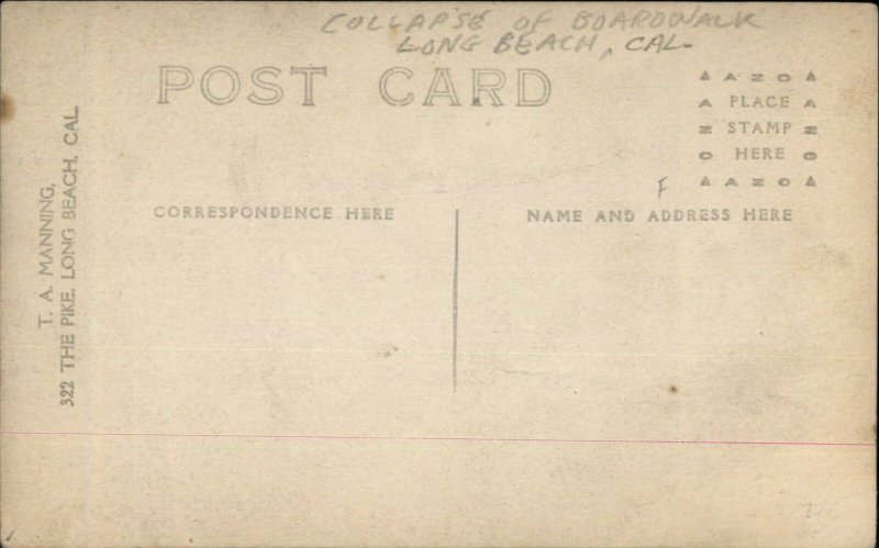 Long Beach CA Collapsed Pier Wharf Decking Burro Studio c1910 RPPC xst 