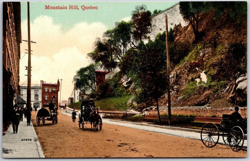 Mountain Hill Quebec Canada Horse-Drawn Carriage Street View Postcard