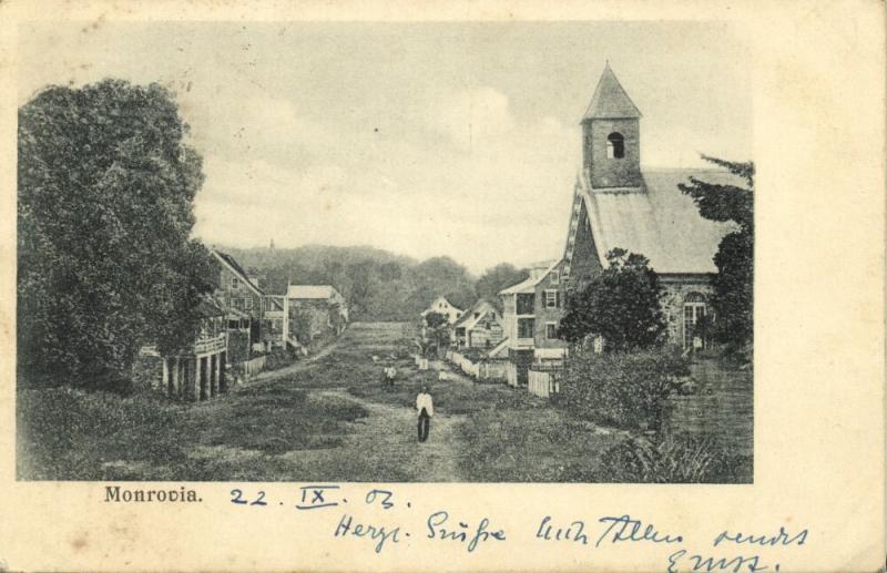 liberia, MONROVIA, Street Scene with Church (1903) Stamp