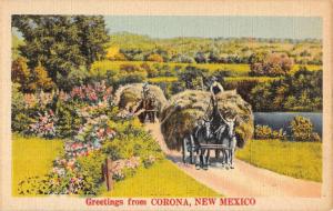 Corona New Mexico Hay Horse Carts Greeting Antique Postcard K86415