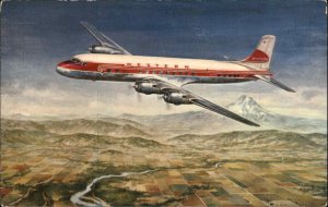 Western Airlines DC-6B Commercial Jet Airplane Airliner Vintage Postcard