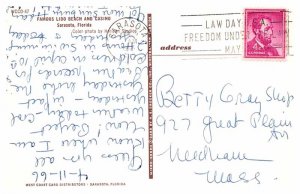 Postcard BEACH SCENE Sarasota Florida FL AR2913