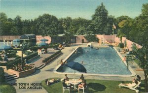 Los Angeles California 1940s Swimming Pool Town House Postcard Teich 20-7124