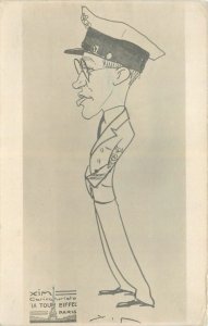 Paris France 1920s Caricature US Navy Eiffel tower Postcard 24-7840