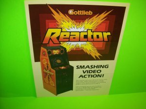 Reactor Arcade FLYER Original 1982 Video Game Art Space Age Graphics  Retro