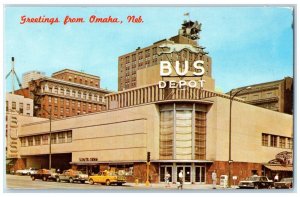 1971 Greetings From Greyhound Bus Station Farnam Depot Omaha Nebraska Postcard