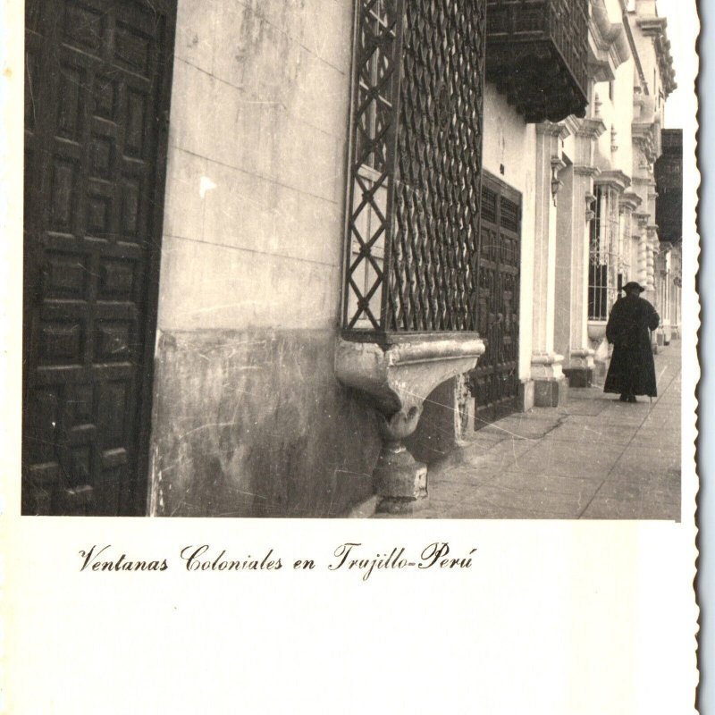 c1950s Trujillo, Peru RPPC Ventanas Coloniales Unique Windows Real Photo A161