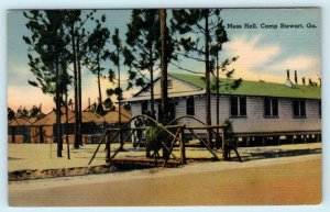 2 Military Postcards CAMP STEWART, Savannah, GA ~ Headquarters & MESS HALL 1940s