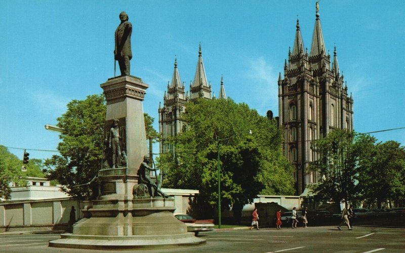 Vintage Postcard View of Brigham Young Monument Salt Lake City Utah UT 