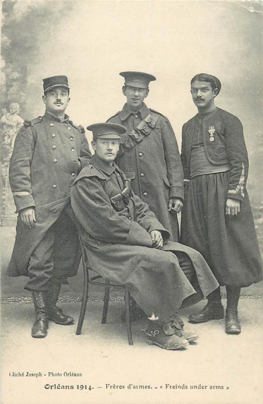 French North Africa army infantry regiment ZOUAVES spahis friends under arms