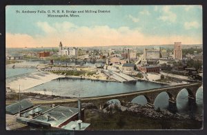 MN MINNEAPOLIS St. Anthony Falls G.N.R.R. Bridge and Milling District pm1913 DB