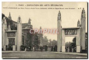 Old Postcard Paris Exhibition of Decorative arts door & # 39honneur