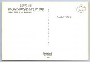The Three Towers, Niagara Falls, Ontario, Canada, Chrome Aerial View Postcard