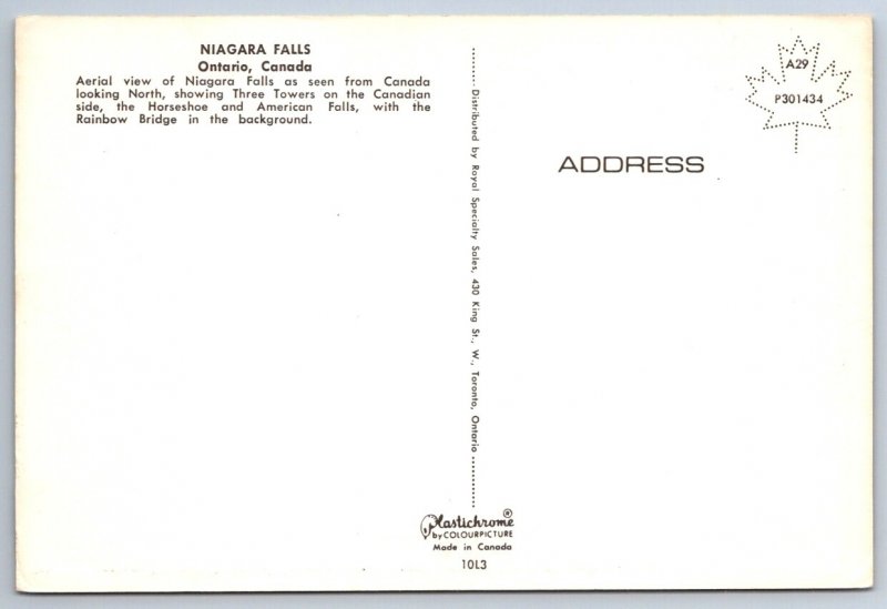 The Three Towers, Niagara Falls, Ontario, Canada, Chrome Aerial View Postcard