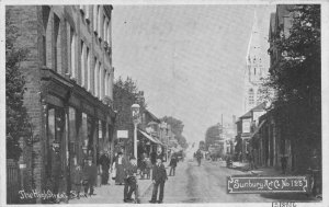 Old Bicycles Cyclists at High Street Feltham Middlesex Antique Postcard