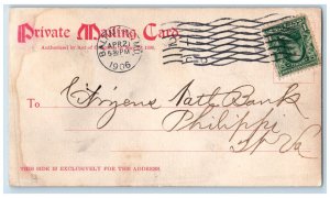 Baltimore Maryland MD Postal Card Merchants National Bank 1906 PMC Antique