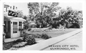 Mukwonago Wisconsin Heaven City Hotel Real Photo Antique Postcard K94794