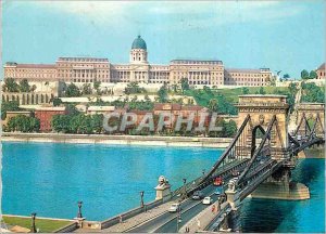 Modern Postcard Budapest Chain Bridge (19th C) with the Castle (13 19th C.)