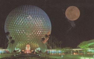 Spaceship Earth Epcot Center at Night Walt Disney Postcard