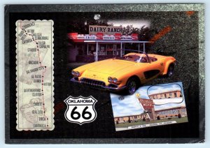 OKLAHOMA ROUTE 66 ~ Roadside Map DAIRY RANCH Corvette Motel  4x6 Postcard