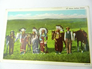 Vintage Postcard Sioux Indian Chiefs & Horse Scene