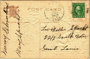 Santa Smoking Airbrushed embossed Christmas Postcard 1915