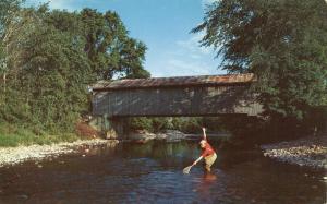 Fishing at Covered Bridge Riffle - Trout River VT, Vermont