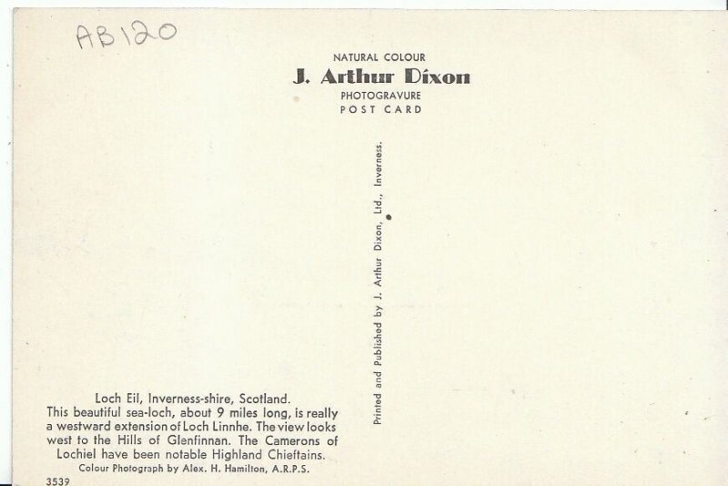 Scotland Postcard - Loch Eil - Inverness-shire   AB120