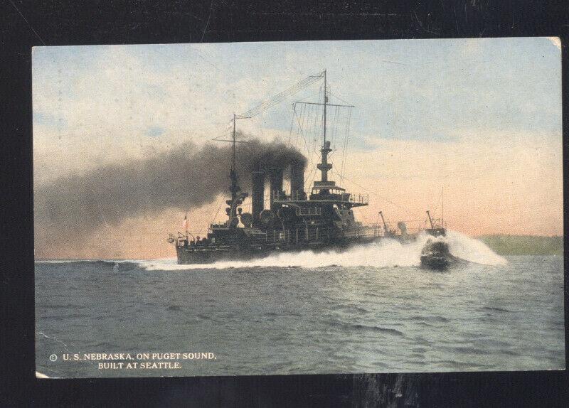 UNITED STATES NAVY BATTLESHIP USS NEBRASKA PUGET SOUND WASHINGTON POSTCARD